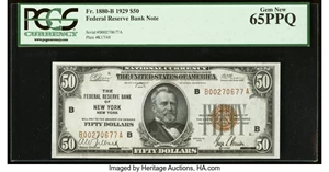 image for: Fr. 1880-B $50 1929 Federal Reserve Bank Note. PCGS Gem New 65PPQ....
