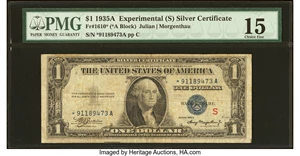 image for: Fr. 1610* $1 1935A S Silver Certificate Star. PMG Choice Fine 15....