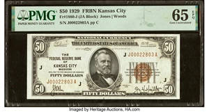 image for: Fr. 1880-J $50 1929 Federal Reserve Bank Note. PMG Gem Uncirculated 65 EPQ....