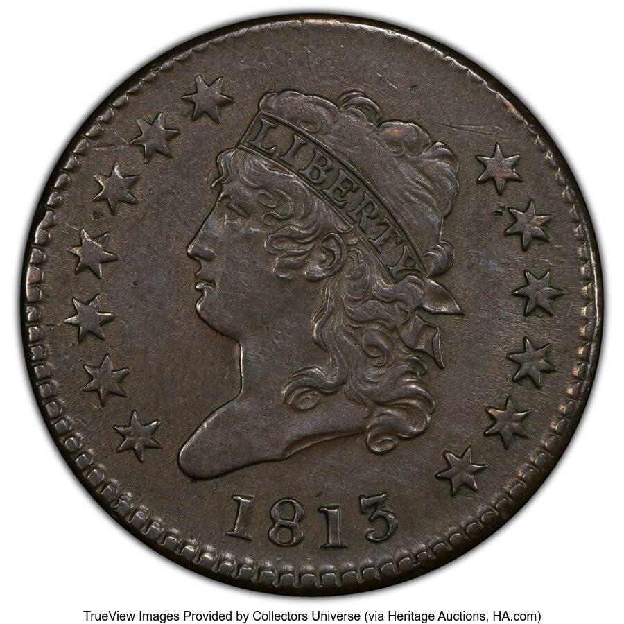 image for: 1813 1C S-292, B-2, R.2, XF45 PCGS. Ex: Indiana Collection. PCGS Population: (2/15 and 0/0+)....