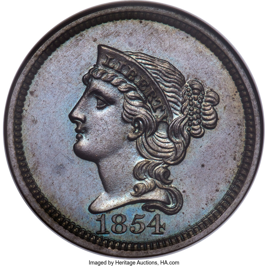 image for: 1854 P1C One Cent, Judd-160, Pollock-187, R.4, PR65 Brown NGC....