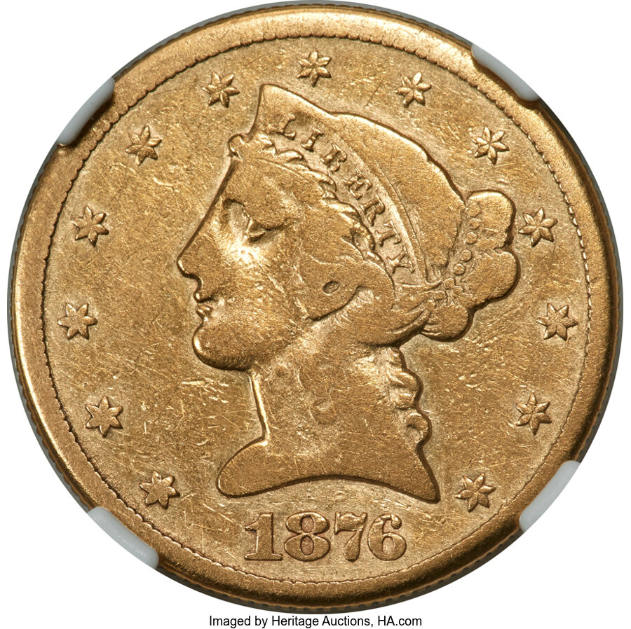 image for: 1876-CC $5 Fine 15 NGC. Winter 1-A....