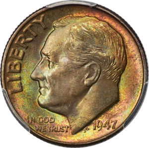 image for: 1947-D 10C MS68 Full Bands PCGS....