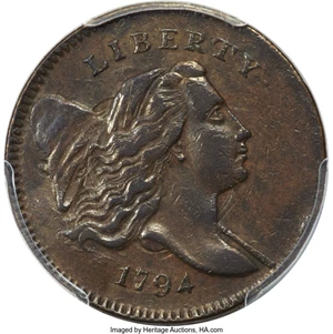 image for: 1794 1/2 C Normal Head, Small Edge Letters, C-4a, B-6b, R.3, AU50 PCGS. CAC....