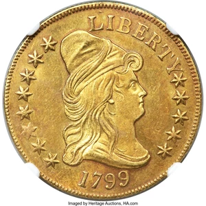 image for: 1799 $10 Small Obverse Stars, BD-7, R.3, MS63 NGC....