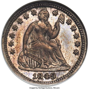 image for: 1849 P3CS Three Cent Silver, Judd-112 Original, Pollock-126, Low R.7, PR66 NGC....