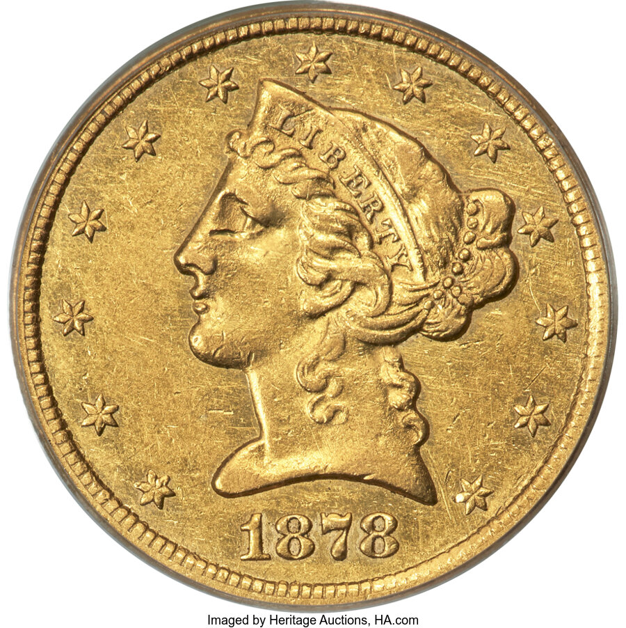 image for: 1878-CC $5 AU50 PCGS. Winter 1-A....