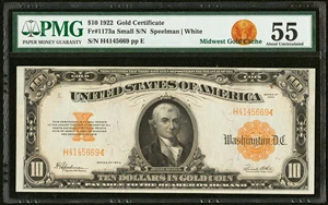 image for: Fr. 1173a $10 1922 Gold Certificate PMG About Uncirculated 55....