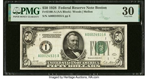 image for: Fr. 2100-A $50 1928 Federal Reserve Note. PMG Very Fine 30....