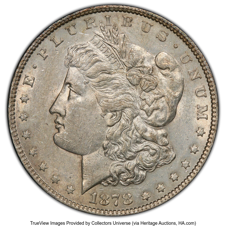 image for: 1878 7TF $1 Reverse of 1878, Washed Out L, VAM-188, AU53 PCGS. A Hit List 40 Variety. PCGS Population: (8/11 and 0/0+)....