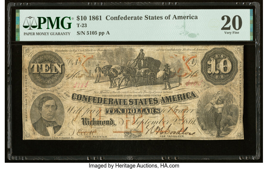 image for: T23 $10 1861 PF-1 Cr. 153 PMG Very Fine 20....