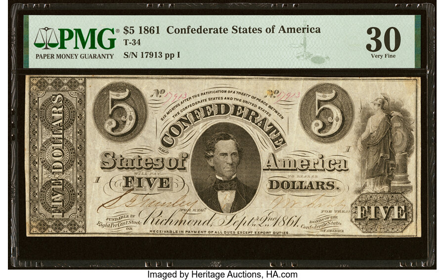 image for: T34 $5 1861 PF-10 Cr. 268 PMG Very Fine 30....