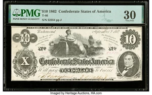 image for: T46 $10 1862 PF-1 Cr. 344 PMG Very Fine 30....