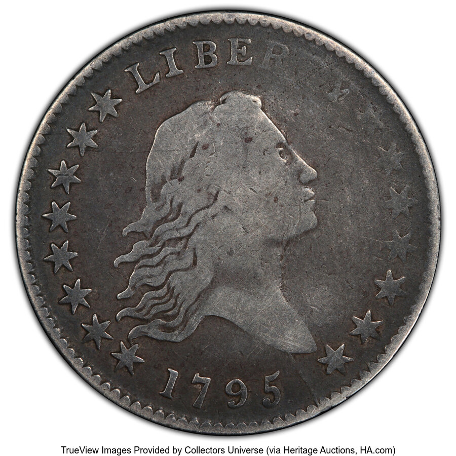 image for: 1795 50C 2 Leaves, O-117a, T-3, R.3, Fine 12 PCGS.  Mintage 299,680....