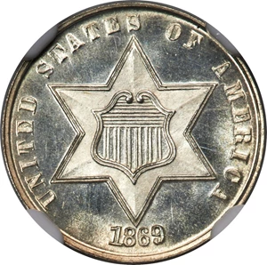image for: 1869 3CS PR66 Cameo NGC....