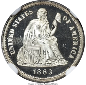 image for: 1863 10C PR65 Ultra Cameo NGC. F-101, R.4....
