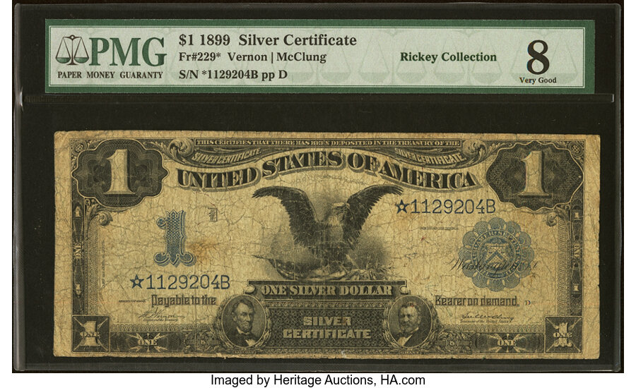 image for: Fr. 229* $1 1899 Silver Certificate Star PMG Very Good 8....