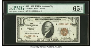 image for: Fr. 1860-J $10 1929 Federal Reserve Bank Note. PMG Gem Uncirculated 65 EPQ....