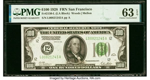 image for: Fr. 2150-L $100 1928 Federal Reserve Note. PMG Choice Uncirculated 63 EPQ....
