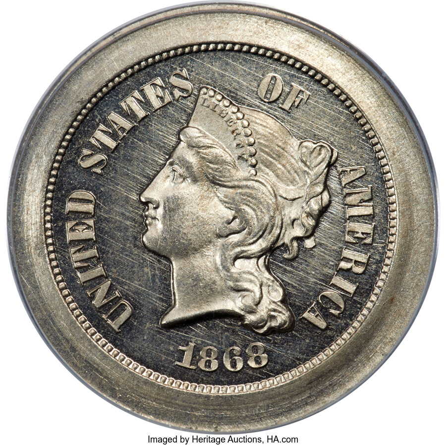 image for: 1868 5C Five Cents, Judd-624, Pollock-693, Low R.6, PR64 Cameo PCGS....