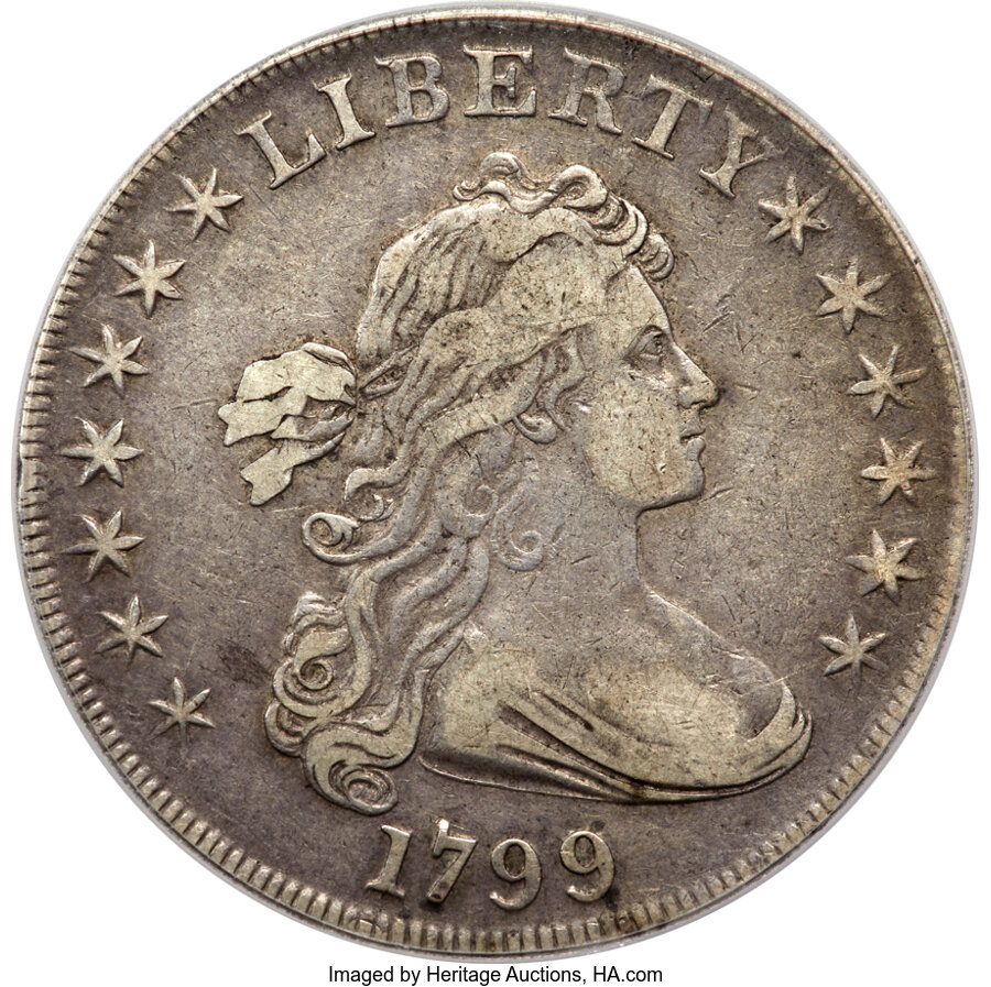 image for: 1799 $1 7x6 Stars, B-17, BB-164, R.2, VF30 PCGS. CAC....