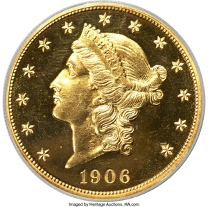 image for: 1906 $20 JD-1, High R.4, PR64 Cameo PCGS. CAC....