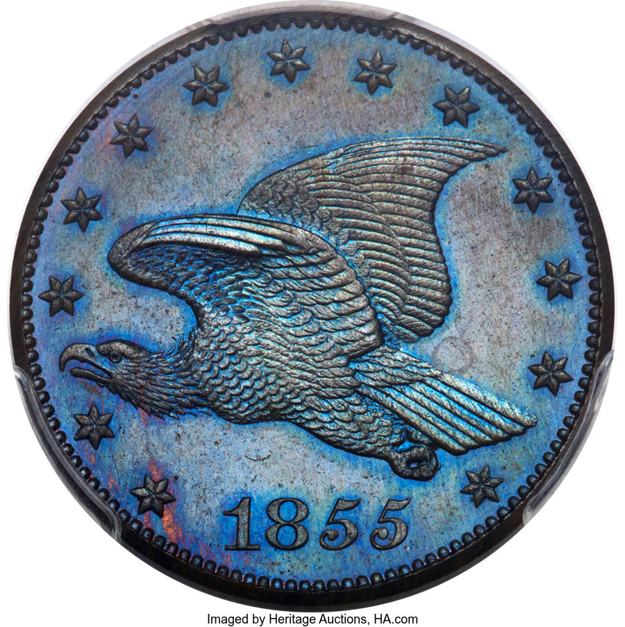image for: 1855 P1C Flying Eagle Cent, Judd-173, Pollock-198, Low R.7, PR65 Brown PCGS....