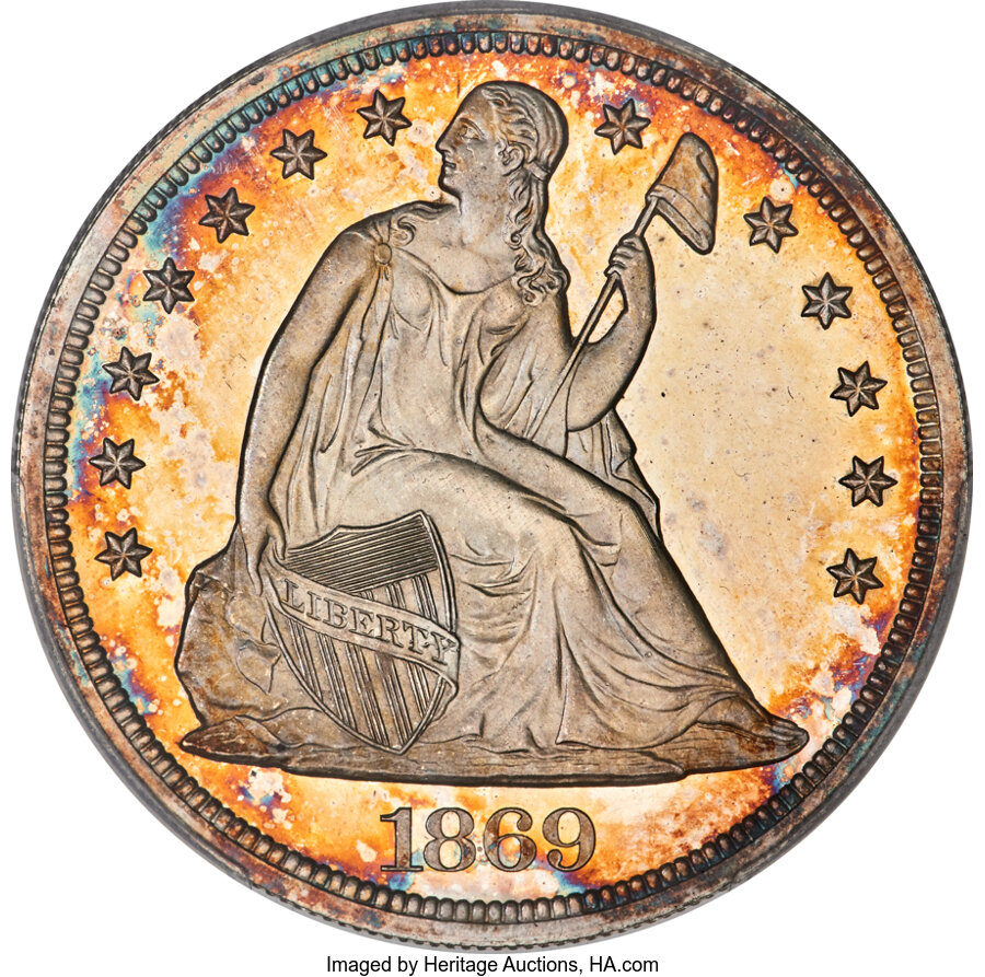 image for: 1869 $1 PR64 Deep Cameo PCGS. CAC. OC-P1, High R.5....