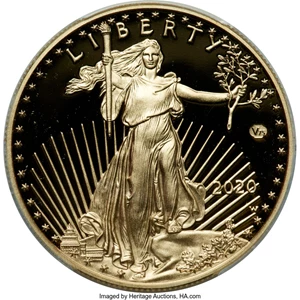 image for: 2020-W G$50 One Ounce Gold Eagle, v75 Privy, 1 of 1,945 Struck, First Day of Issue, PR70 Deep Cameo PCGS....