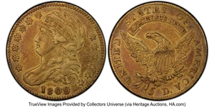 image for: 1809/8 $5 BD-1, High R.3, XF45 PCGS. CAC. CAC Population: (0/5). Mintage 33,875. ...