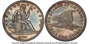 image for: 1839 P$1 Name Omitted, Judd-104 Original, Pollock-116, R.3, PR45 PCGS. CAC. CAC Population: (1/7). ...