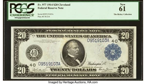 image for: Fr. 977 $20 1914 Federal Reserve Note PCGS New 61....