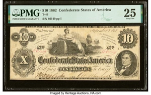 image for: T46 $10 1862 PF-1 Cr. 344 PMG Very Fine 25....