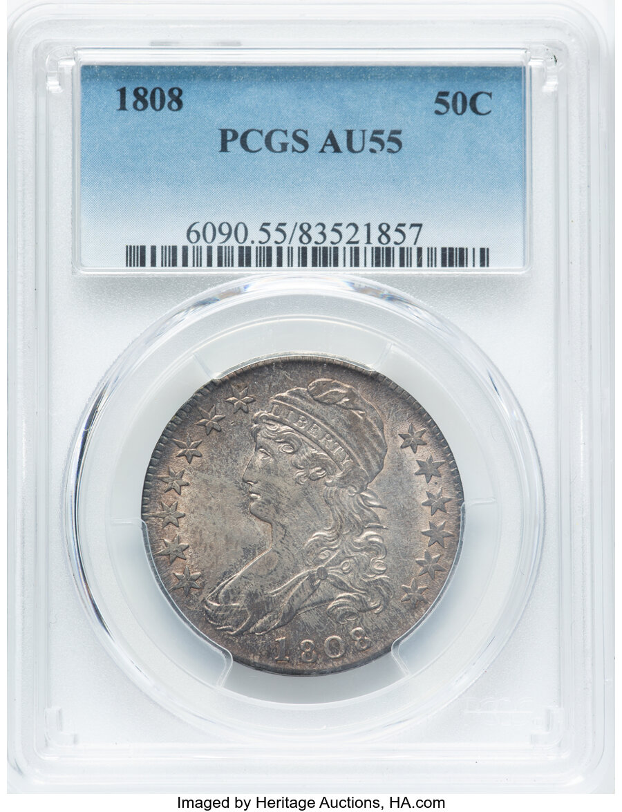 image for: 1808 50C O-105, R.3, AU55 PCGS. PCGS Population: (1/0).  ...