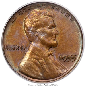image for: 1955 1C Doubled Die Obverse, FS-101, MS64 Brown PCGS. CAC....