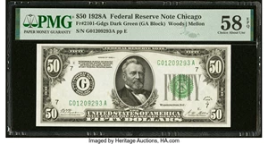 image for: Fr. 2101-G $50 1928A Federal Reserve Note. PMG Choice About Unc 58 EPQ....