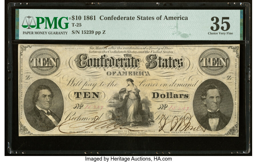 image for: T25 $10 1861 PF-2 Cr. 169 PMG Choice Very Fine 35....