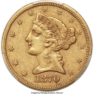 image for: 1870-CC $5 XF45 PCGS. Winter 1-A....