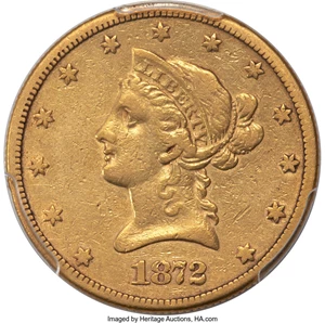 image for: 1872-CC $10 VF25 PCGS. Winter 1-B....