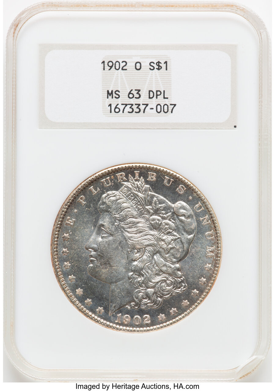 image for: 1902-O $1 MS63 Deep Prooflike NGC. Housed in a Generation 4 premium holder. NGC Census: (53/68)....