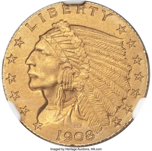 image for: 1908 $2 1/2 JD-1, R.4, PR62 NGC....