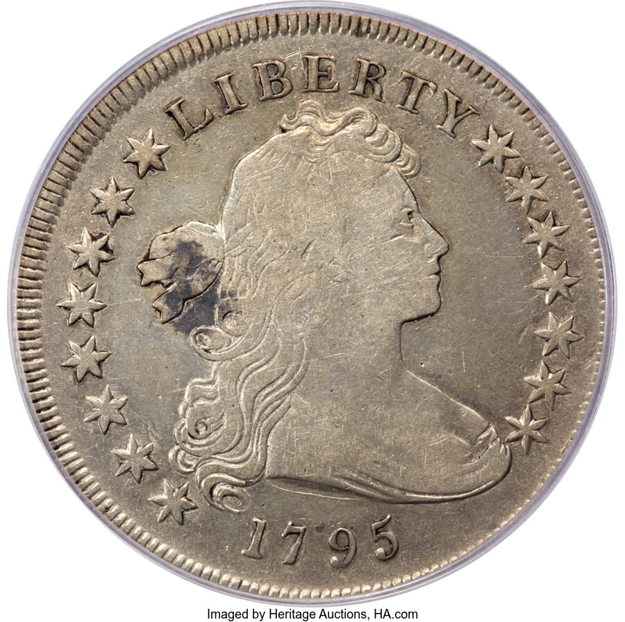 image for: 1795 $1 Draped Bust, Centered, B-15, BB-52, R.2, VF20 PCGS....