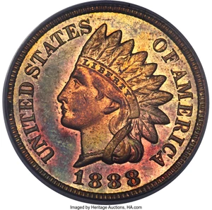 image for: 1888/7 1C Snow-1, FS-301, MS64 Red and Brown PCGS. CAC....