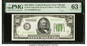 image for: Fr. 2101-G $50 1928A Federal Reserve Note. PMG Choice Uncirculated 63 EPQ....