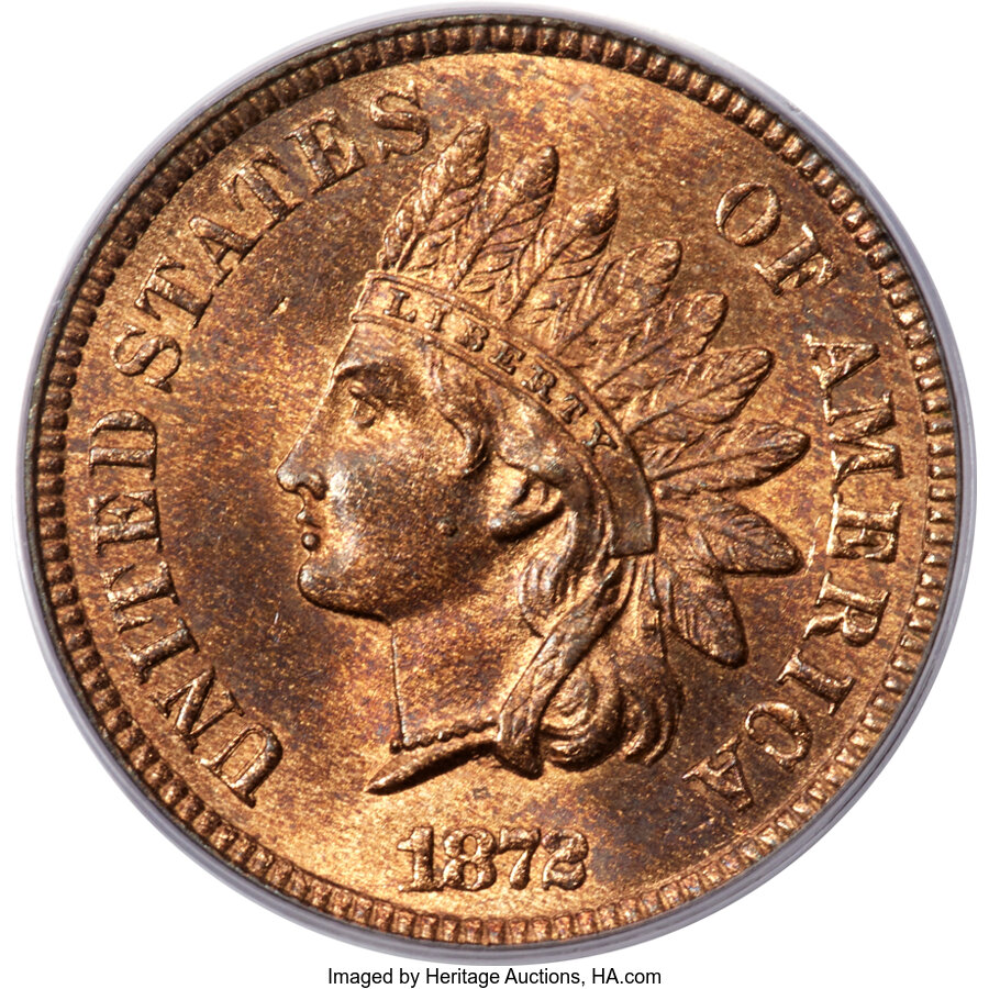 image for: 1872 1C Shallow N, FS-901, Snow-10a, MS65 Red and Brown PCGS. CAC....