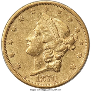image for: 1870-CC $20 XF40 PCGS. Winter 1-A....