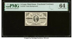 image for: Fr. 1227 3¢ Third Issue PMG Choice Uncirculated 64....