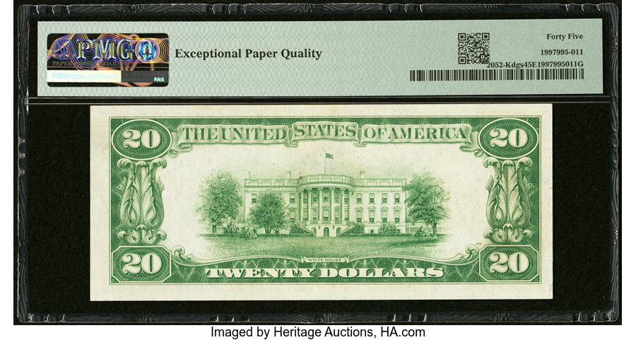 image for: Fr. 2052-K $20 1928B Federal Reserve Note. PMG Choice Extremely Fine 45 EPQ....