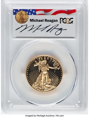 image for: 2019-W $25 Half-Ounce Gold Eagle PR69 Deep Cameo PCGS. Hand-signed Michael Reagan. EX: Reagan Legacy Series. PCGS Populatio...