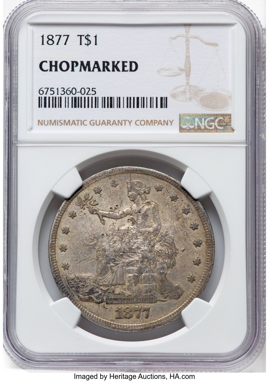 image for: 1877 T$1 Chop Mark NGC....